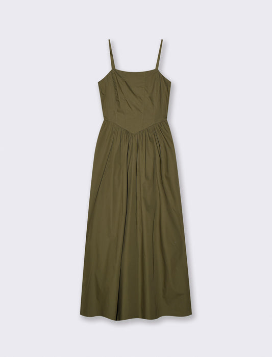 Vestito lungo in cotone con bretelle - Kaky 1