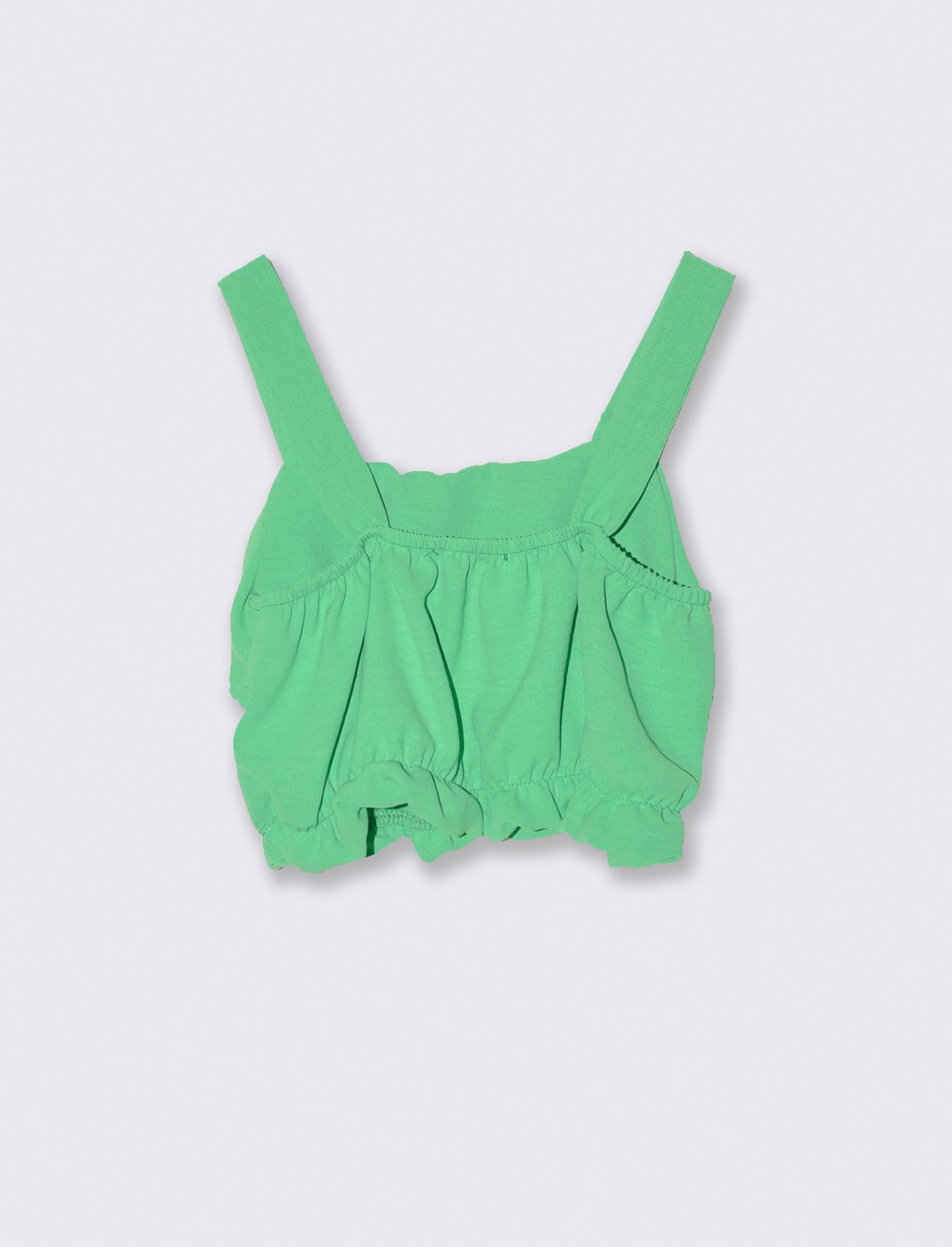 Top corto con balza in tessuto leggero. - Verde