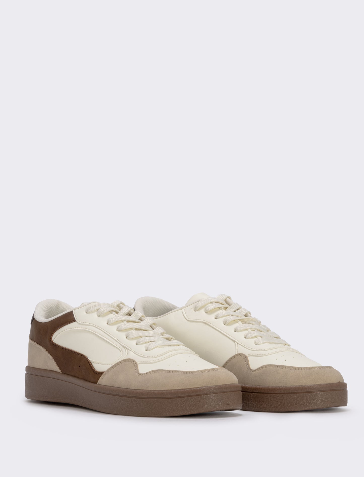 Beige multi-element men's sneakers - Beige