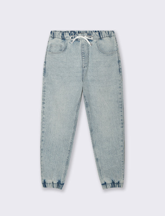 Jeans jogger con vita elasticizzata - Denim chiaro