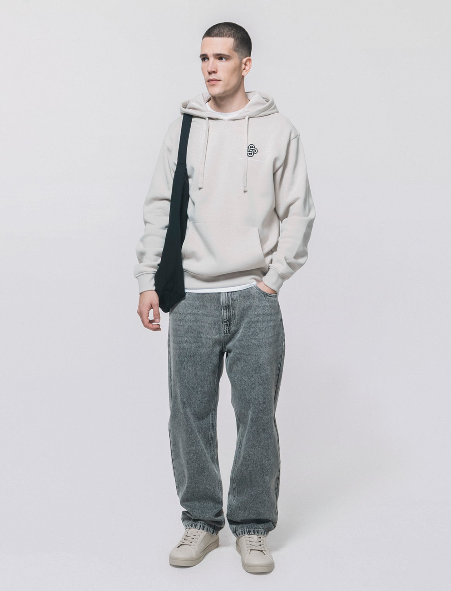 Jeans Baggy Fit Grigio Medio Slavato - Grigio