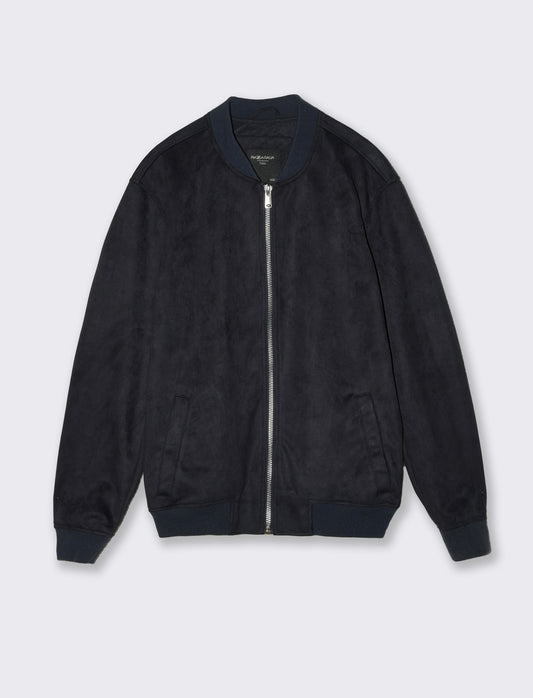 Giubbotto bomber effetto scamosciato - Blu