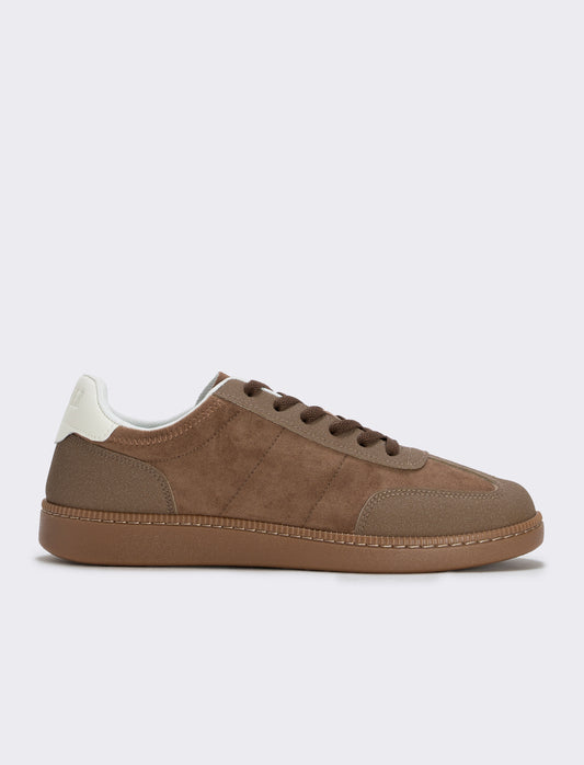 Sneakers marroni effetto scamosciato uomo - Marrone