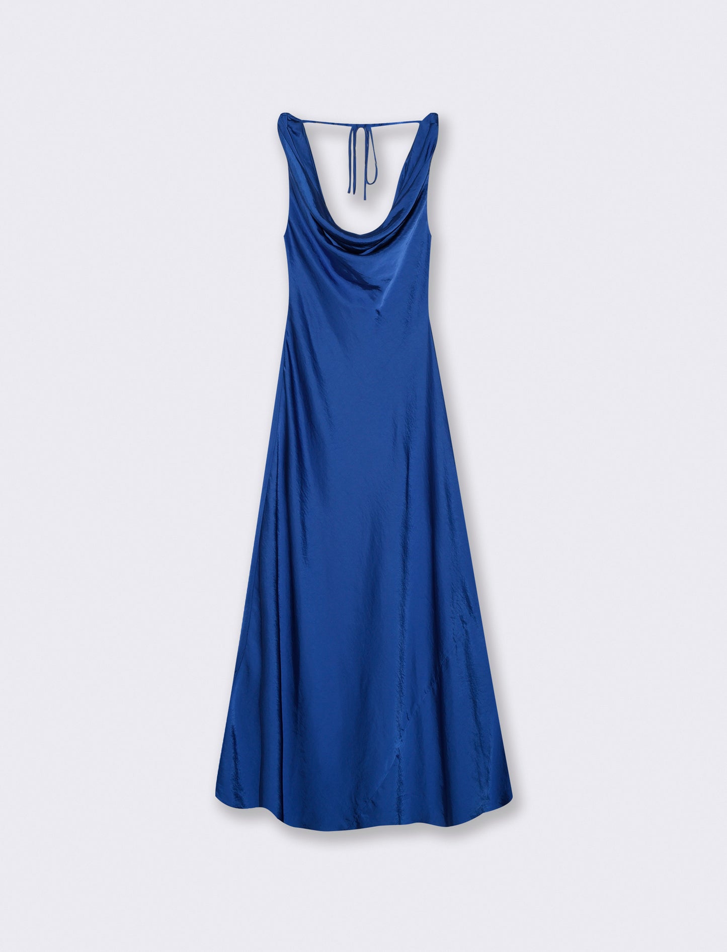 Vestito lungo con scollo morbido e V - Blu cobalto