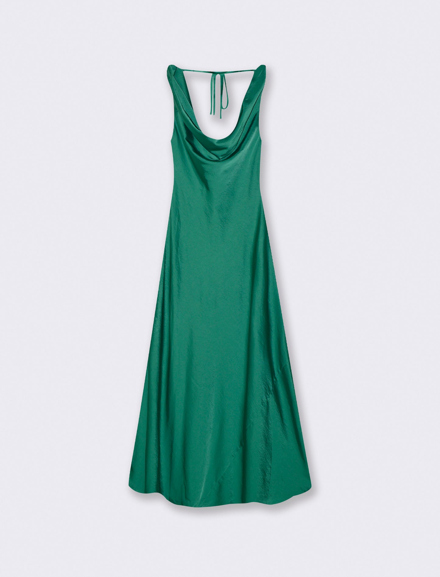 Vestito lungo con scollo morbido e V - Verde foresta