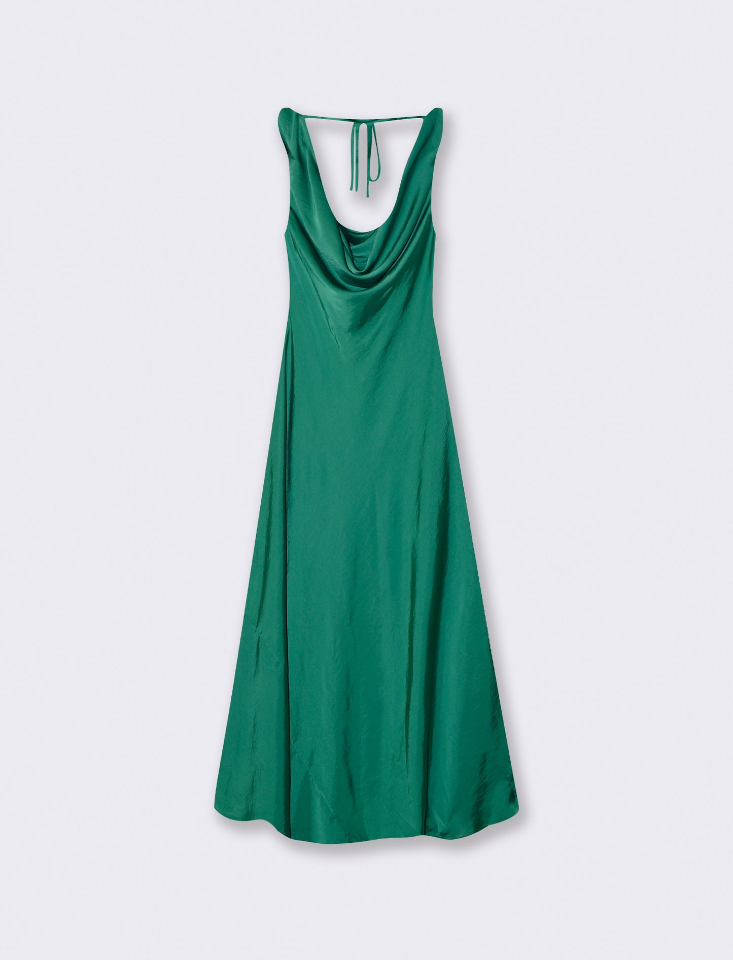Vestito lungo con scollo morbido e V - Verde foresta