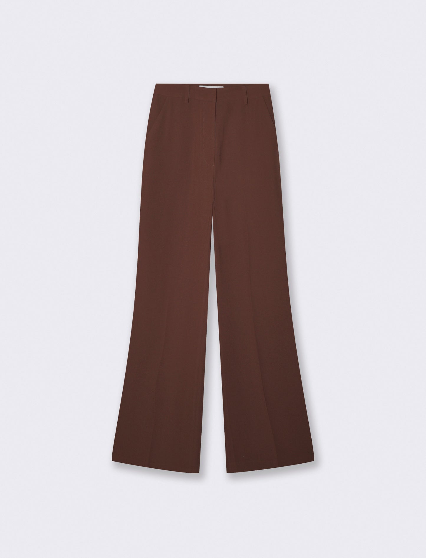 Pantalone a vita alta con gamba larga - Cacao