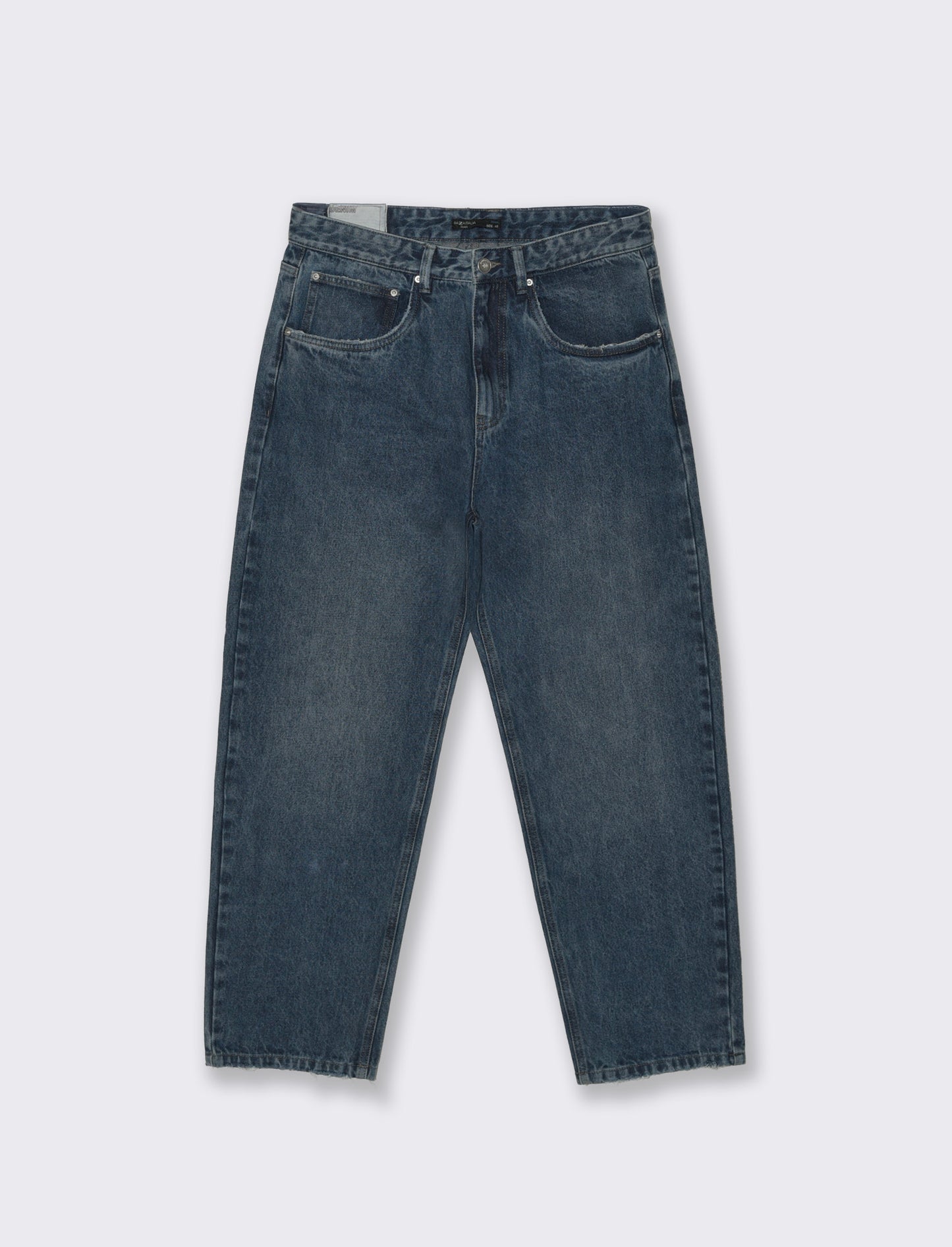 Dark Blue Baggy Fit Jeans with Faded Effect - Blue