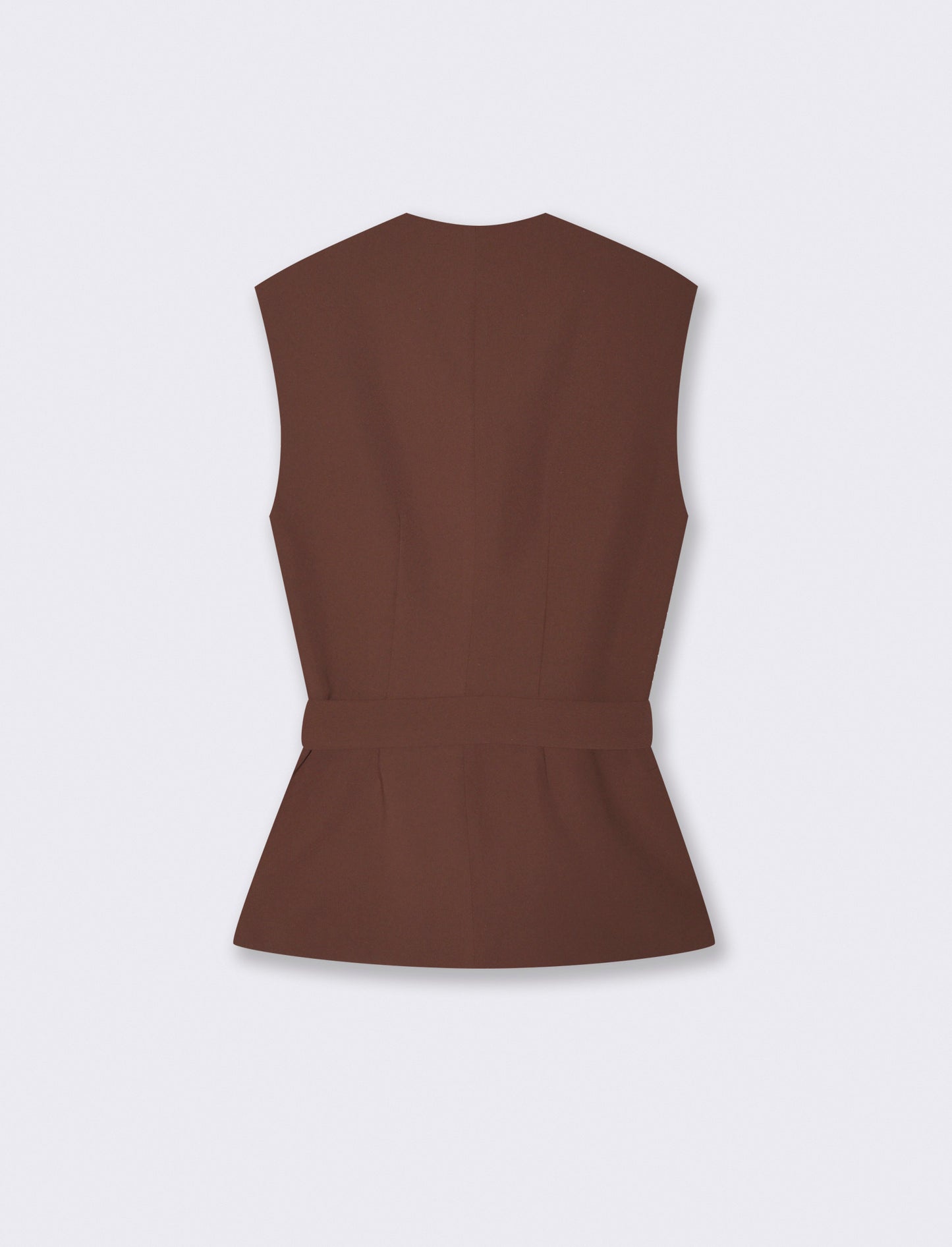 Gilet con Cintura e Scollo a V - Cacao