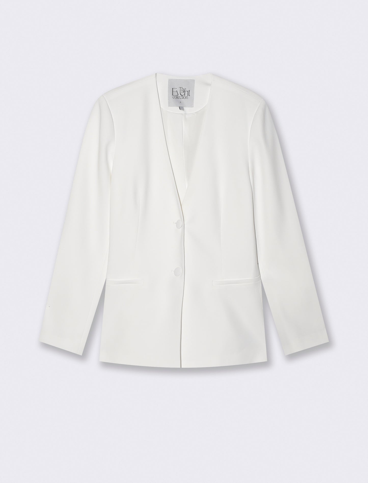 Giacca Monopetto con Scollo a V e Bottoni - Bianco latte