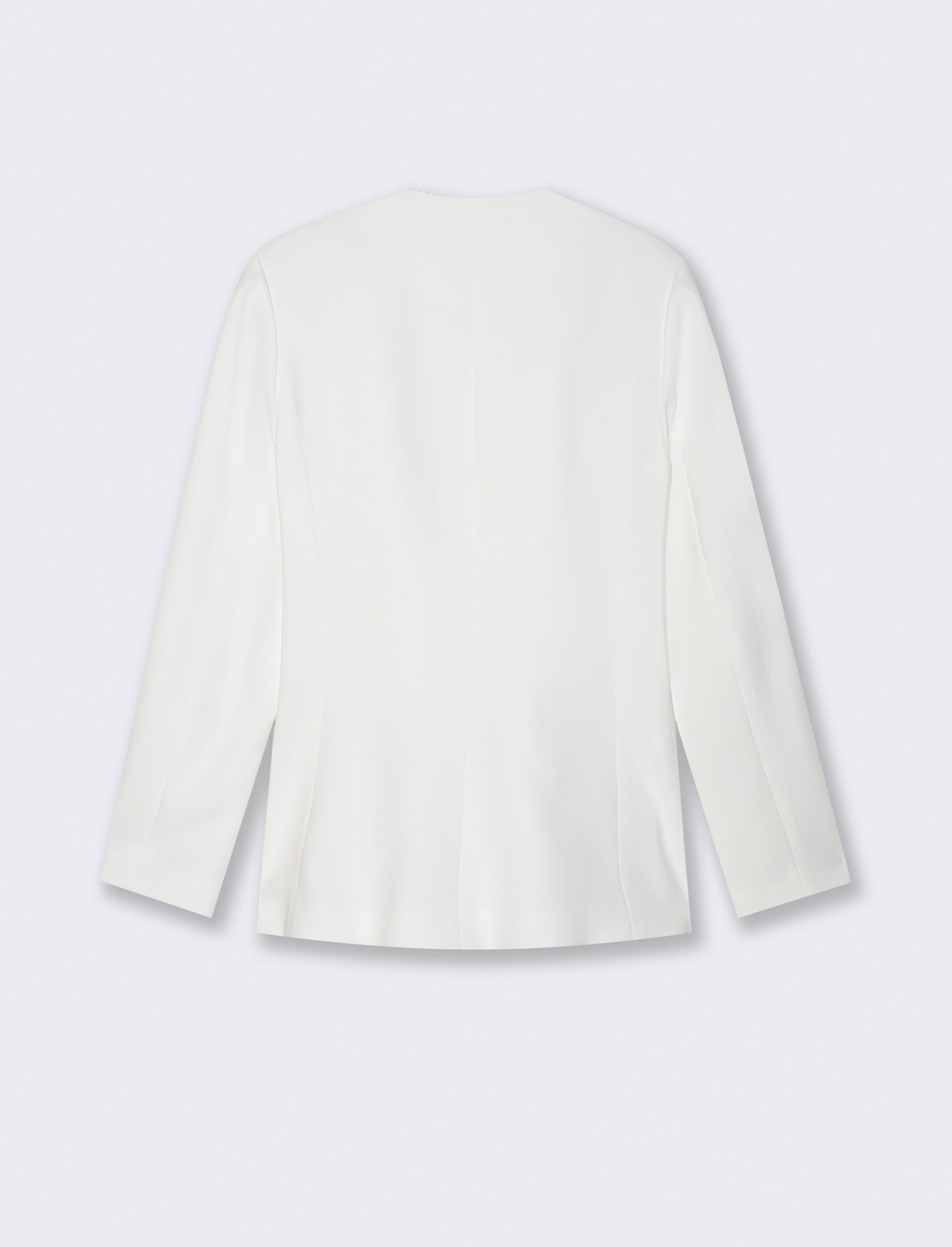 Giacca Monopetto con Scollo a V e Bottoni - Bianco latte