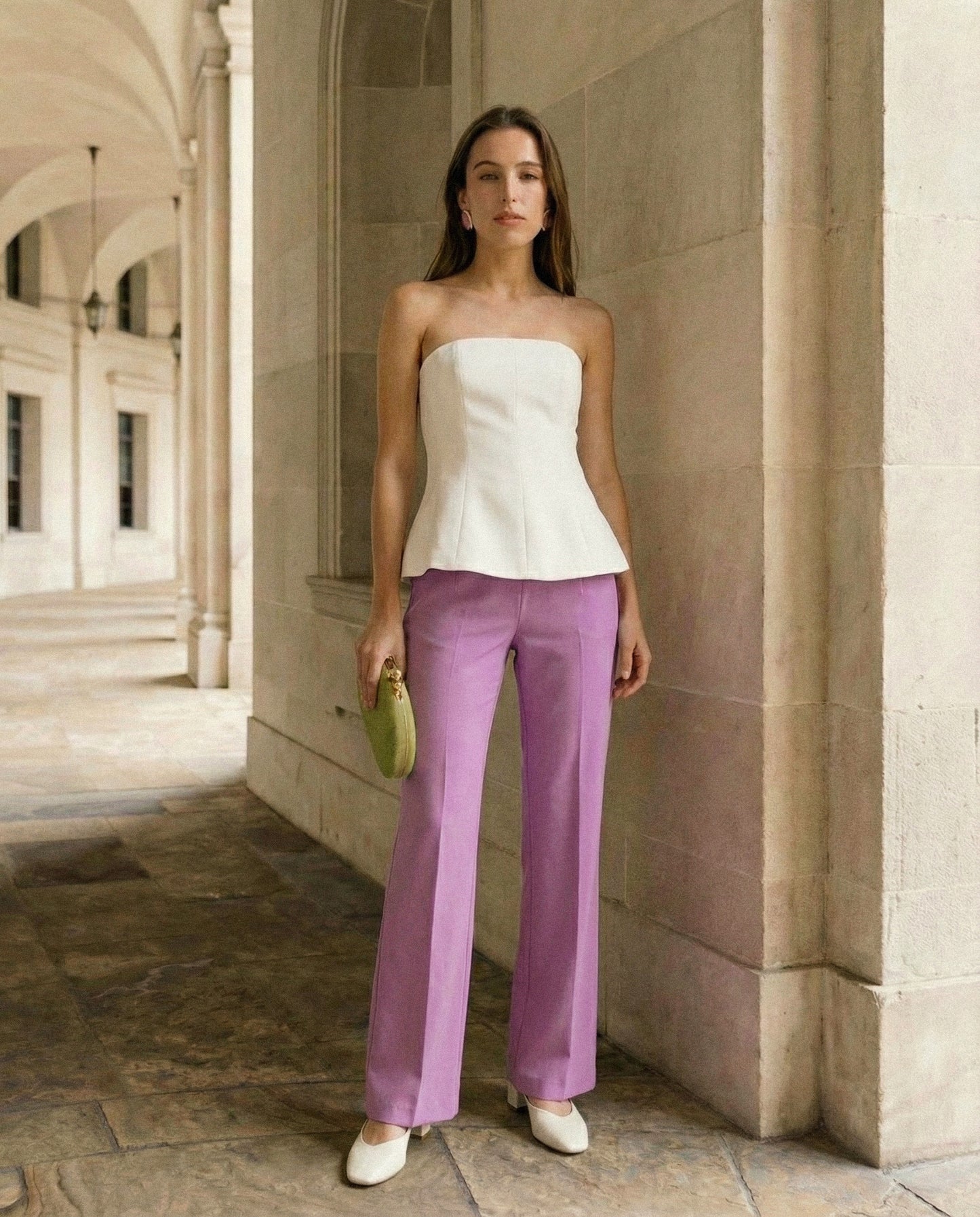 Top a fascia con zip invisibile retro - Bianco latte