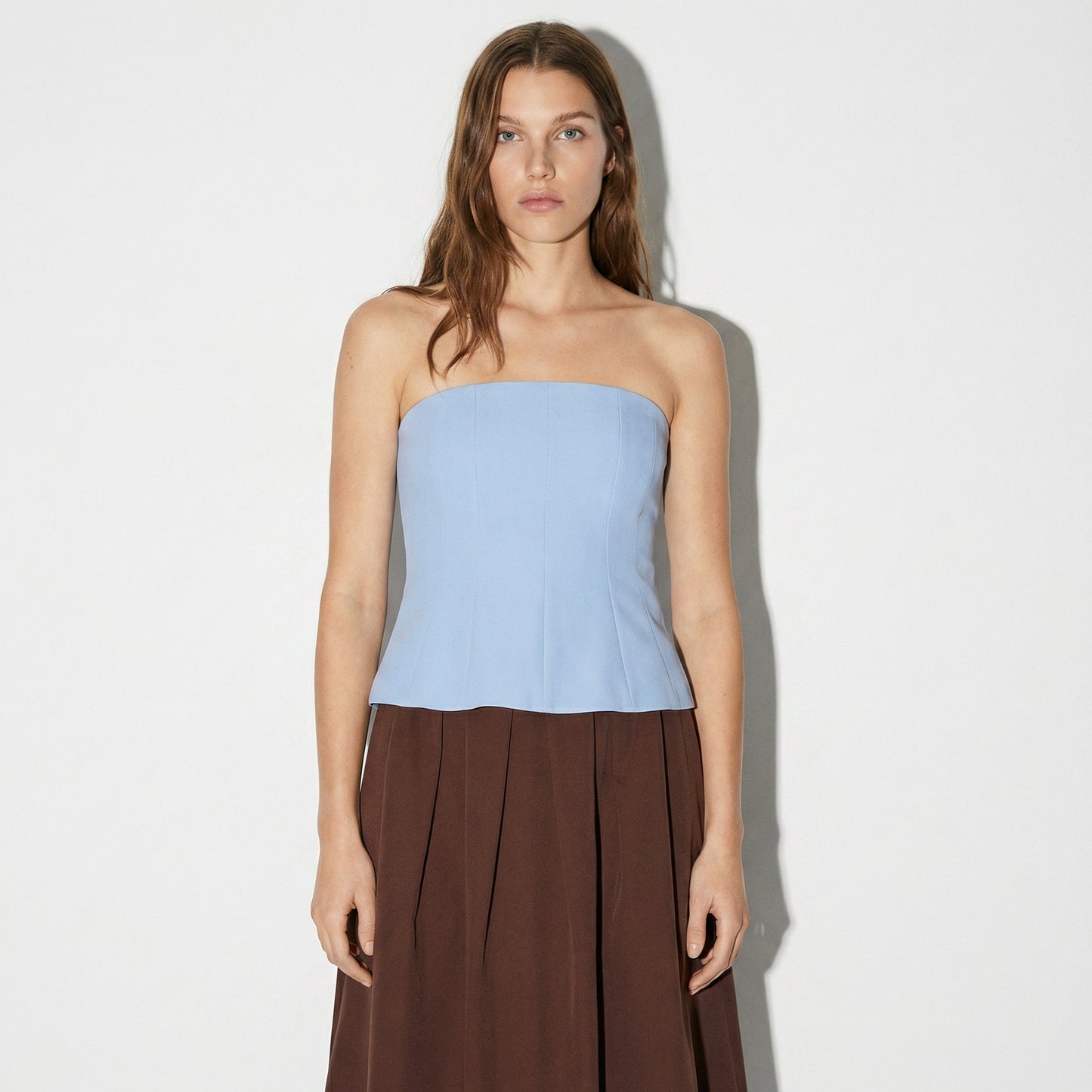 Top a fascia con zip invisibile retro - Azzurro cielo