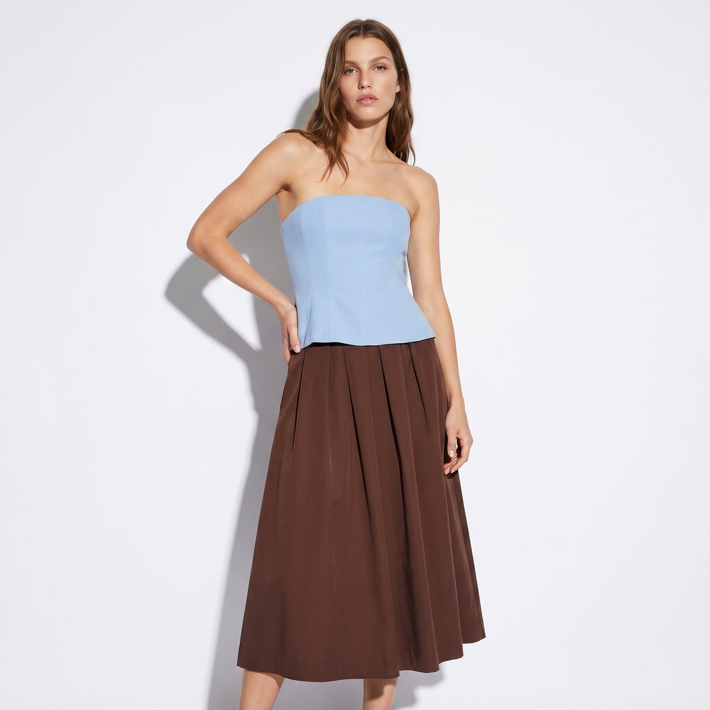 Top a fascia con zip invisibile retro - Azzurro cielo