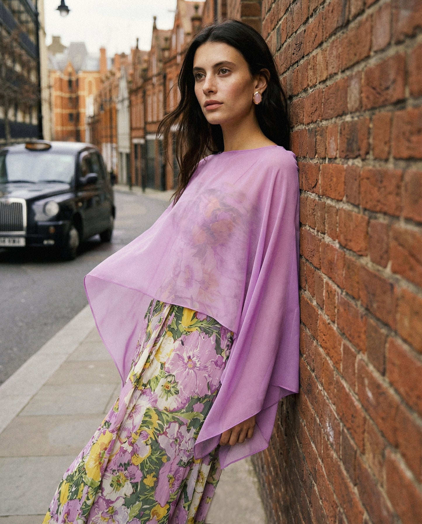 Poncho Mantella con Scollo a Barca - Viola orchidea