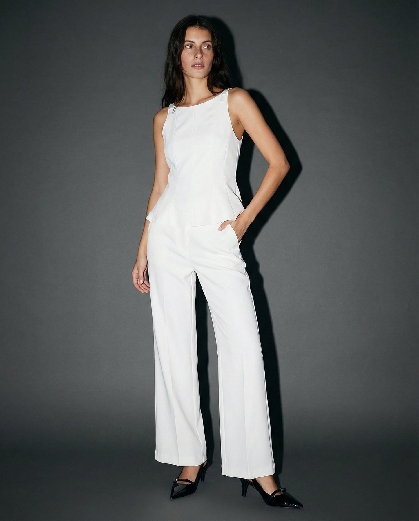Top con fiocchi sulle spalle per donne - Bianco latte
