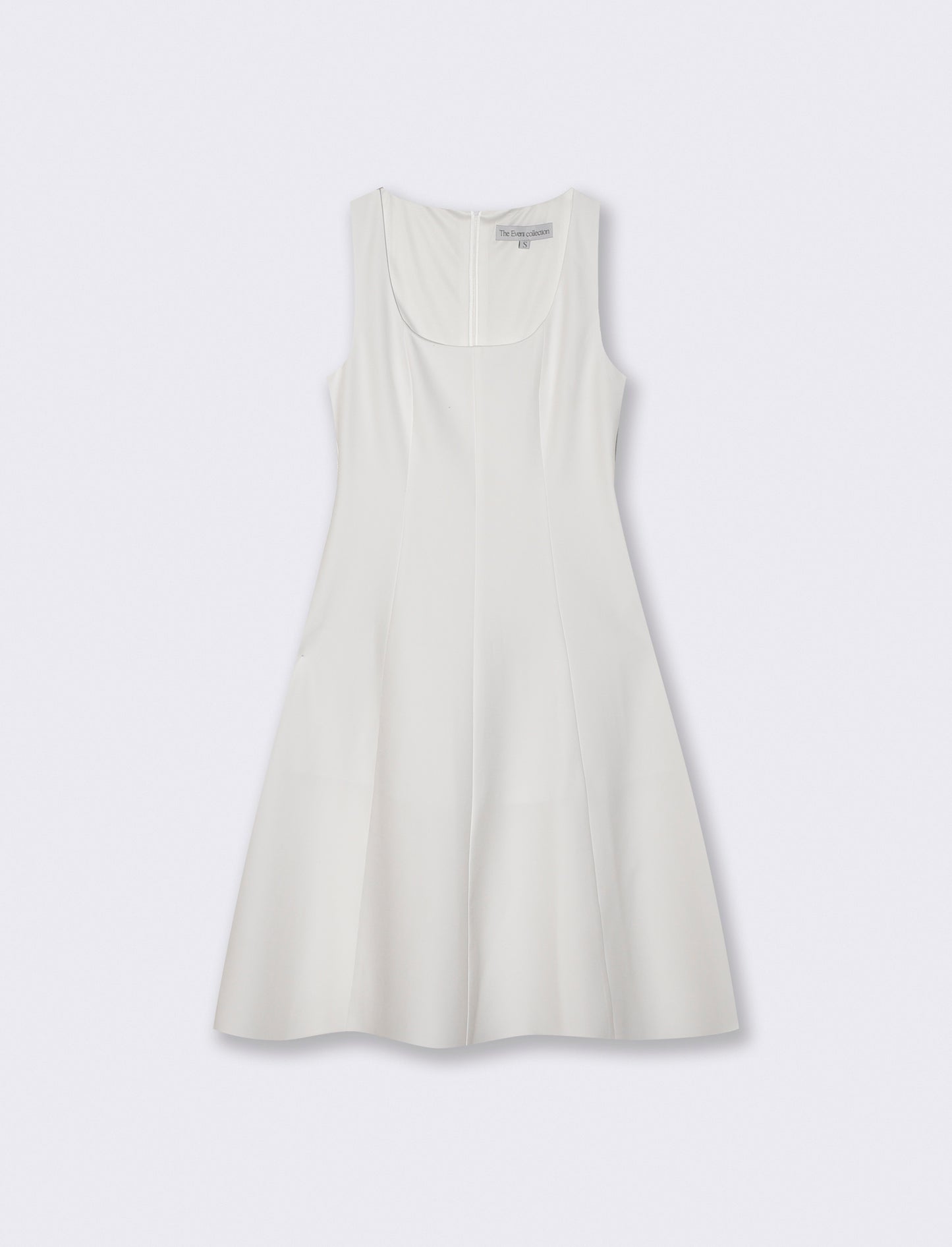 Vestito Midi Smanicato con Scollo Profondo - Bianco latte