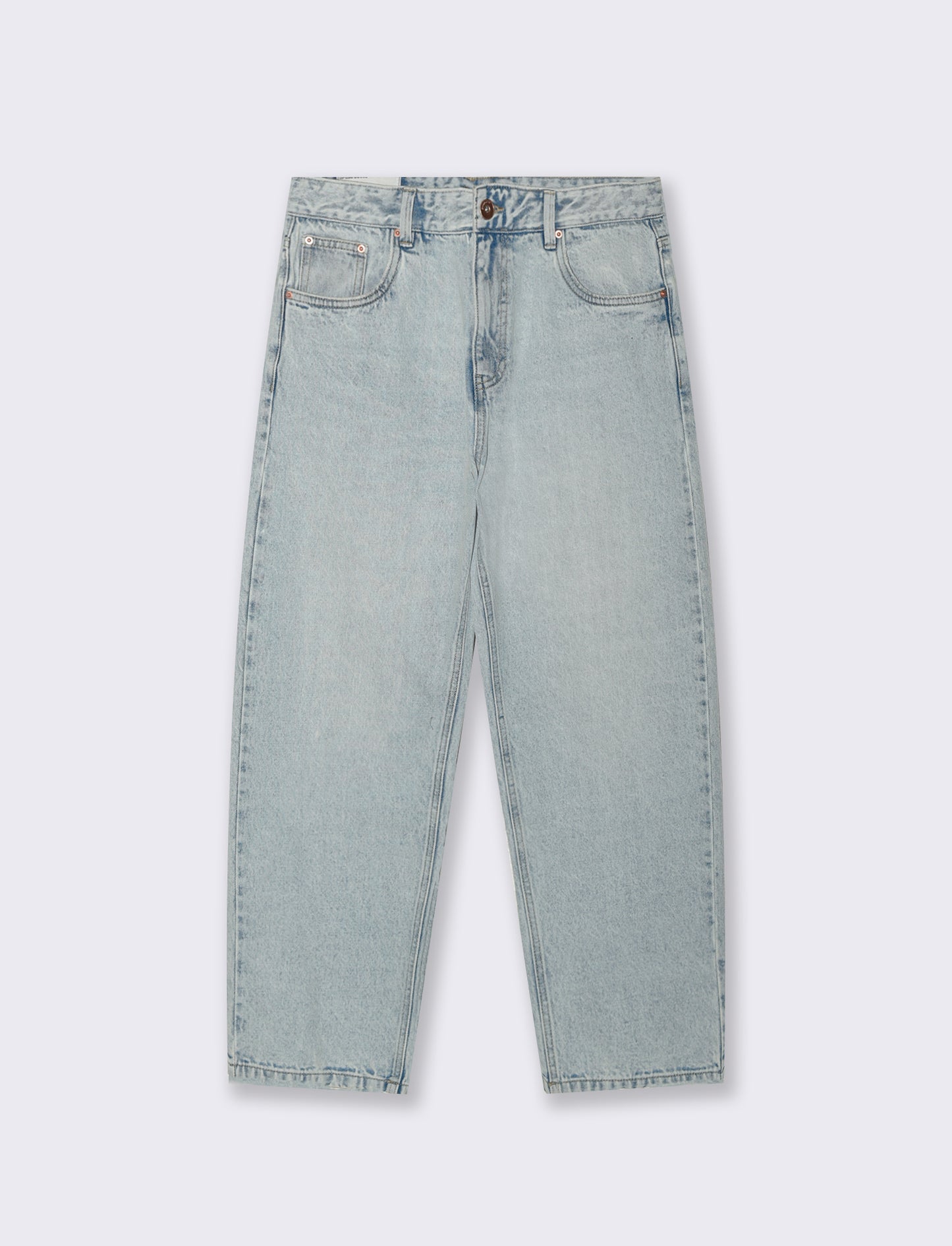 Jeans Baggy Fit Blu Chiaro Effetto Slavato - Denim