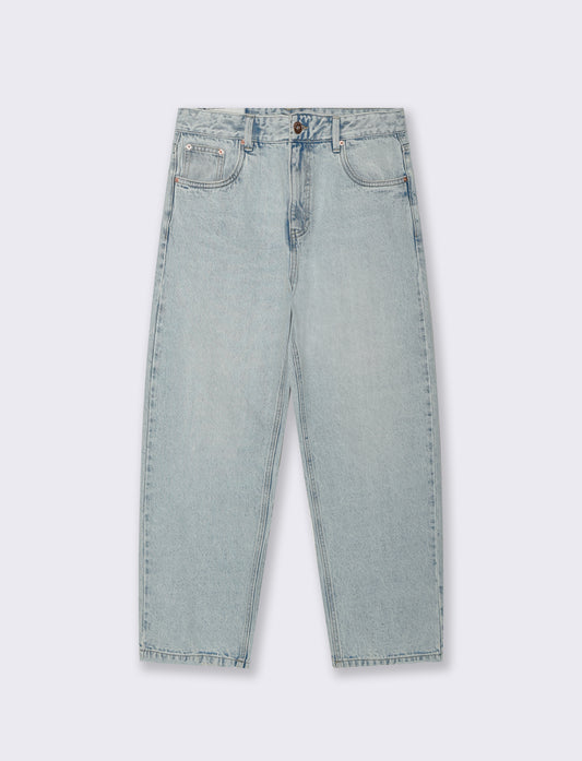 Jeans Baggy Fit Blu Chiaro Effetto Slavato - Denim