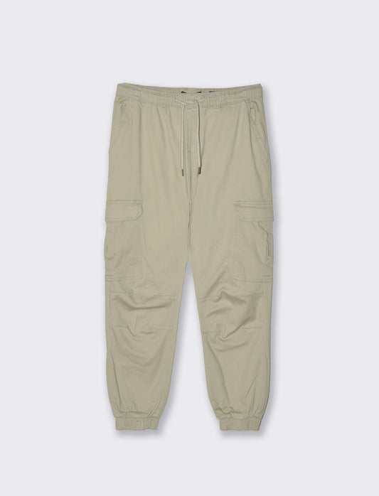 Slim Fit Cargo Pants with Cuff - Grey