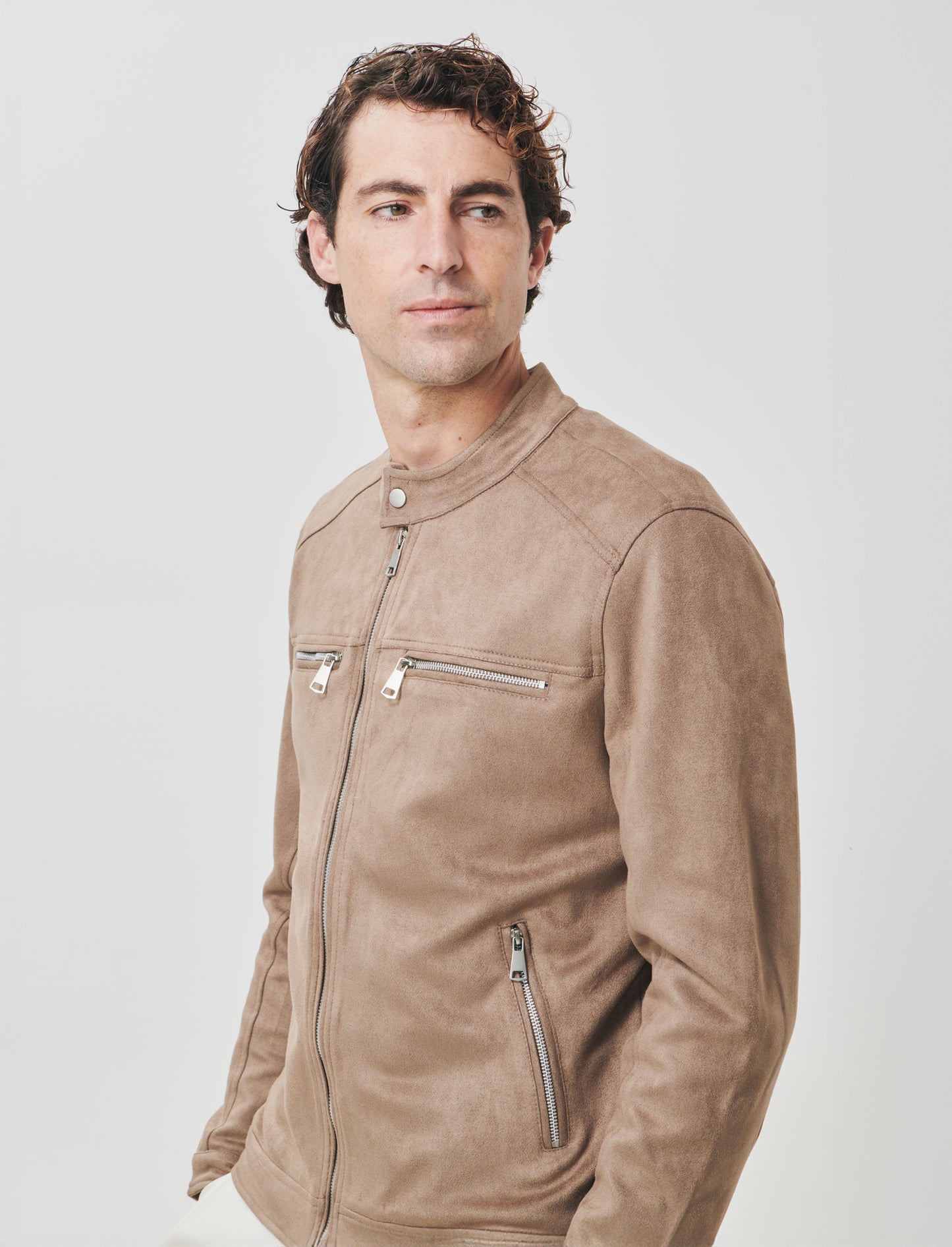 Giubbotto biker effetto scamosciato - Cammello