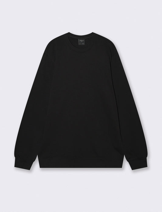 Felpa basic girocollo in cotone 100% - Nero