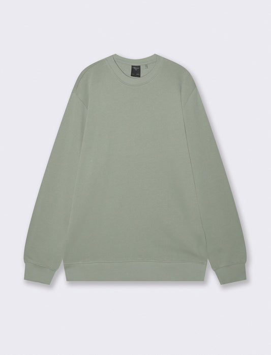 Felpa basic girocollo in cotone 100% - Verde salvia