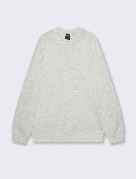Felpa basic girocollo in cotone 100% - Grigio mel.