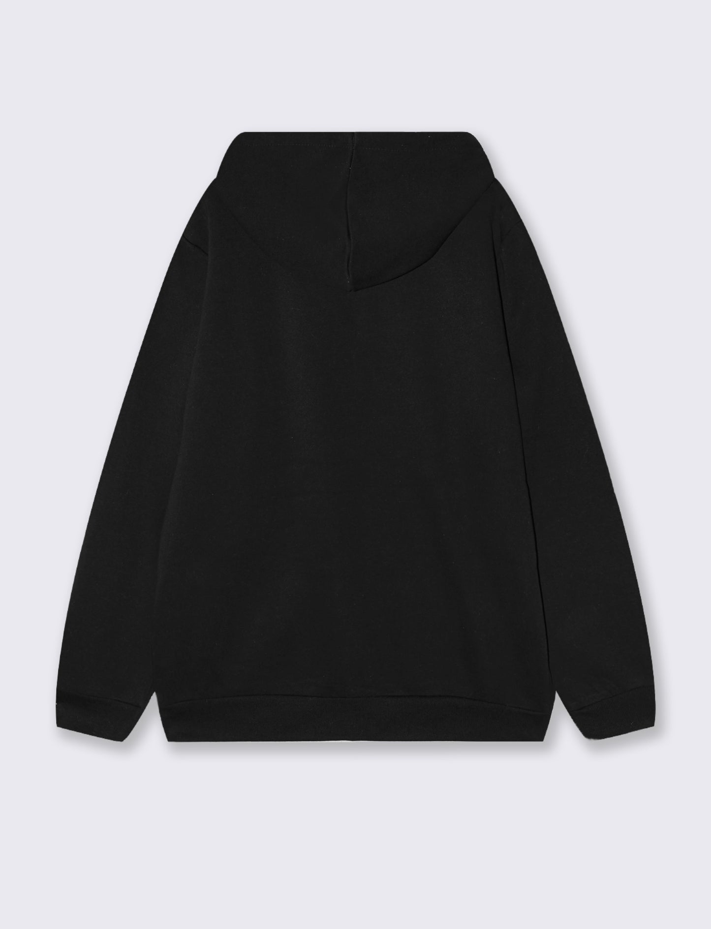 Basic Hoodie with Zipper - Black