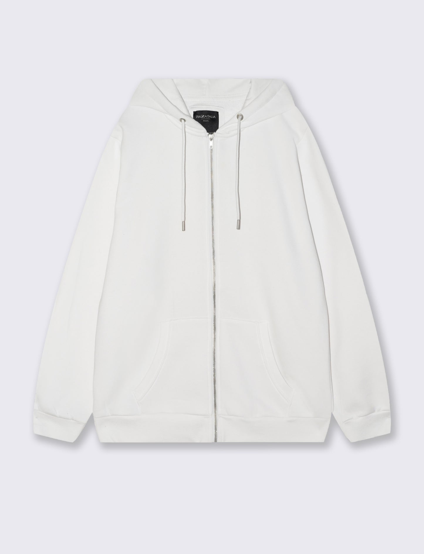 Basic Hoodie with Zipper - White