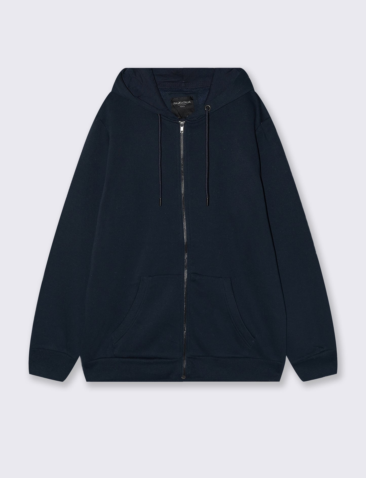 Felpa Basic con Cappuccio e Cerniera - Blu