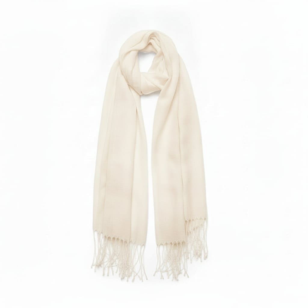 Foulard unito con frange donna - Bianco