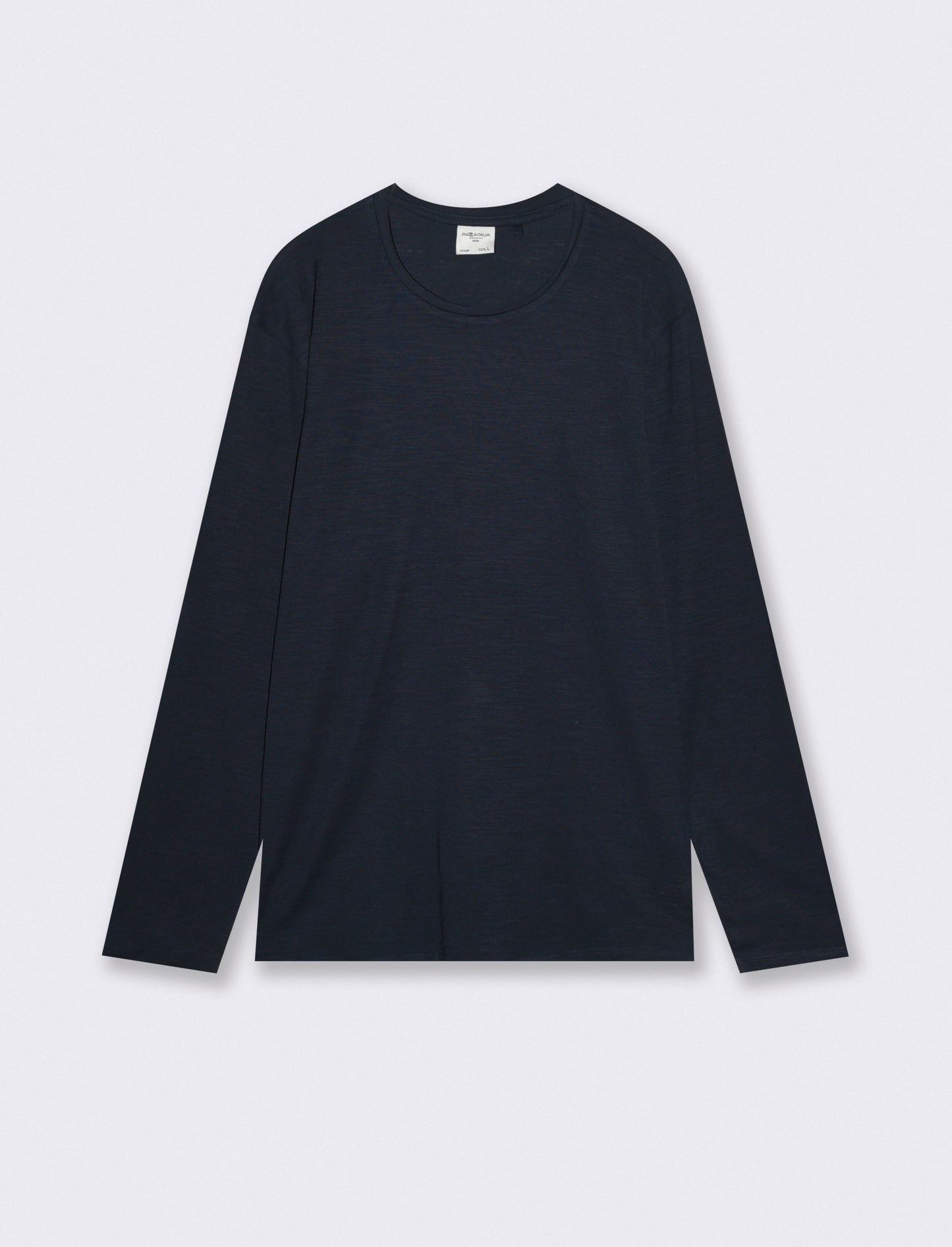 T-Shirt Girocollo Maniche Lunghe Cotone - Blu