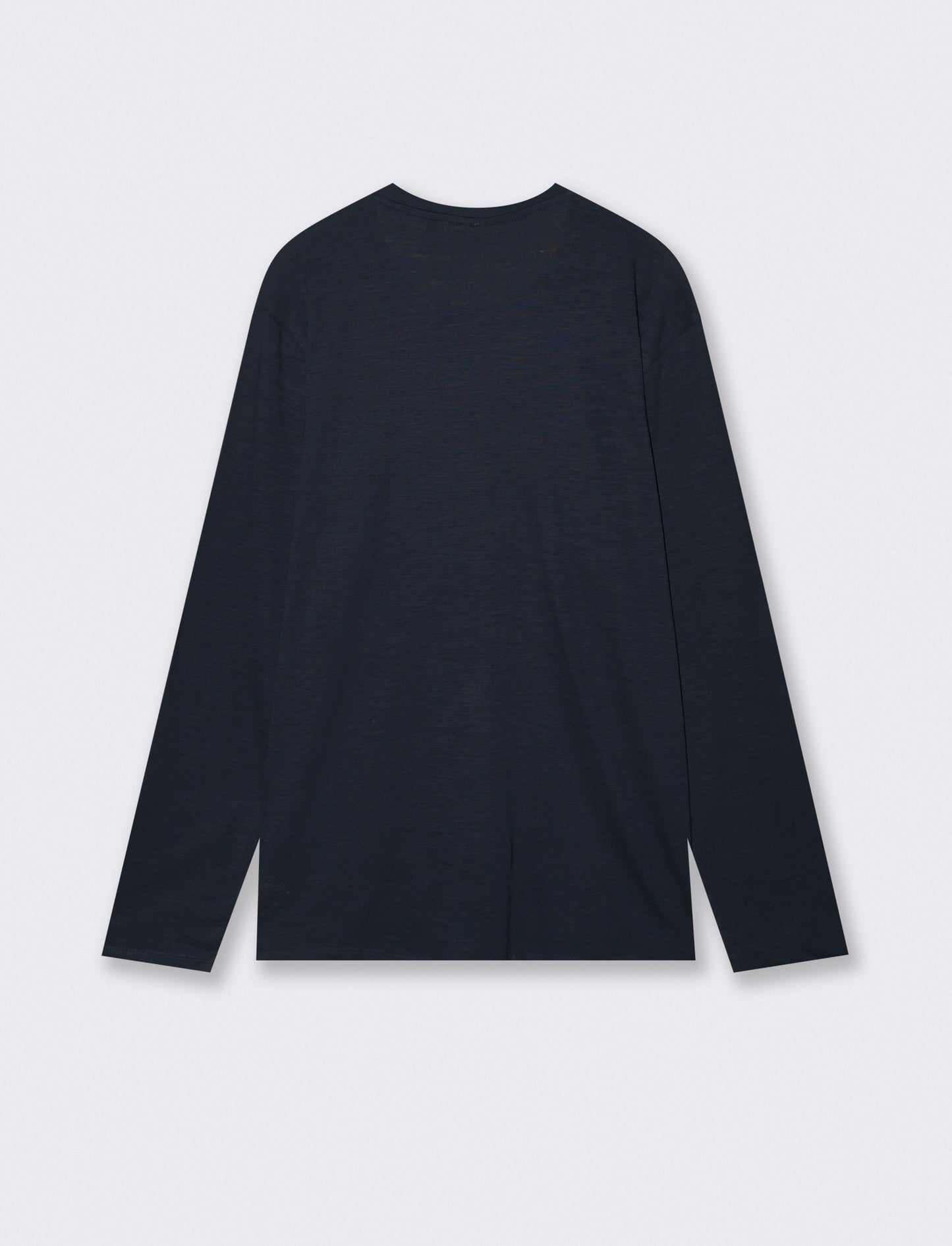 T-Shirt Girocollo Maniche Lunghe Cotone - Blu