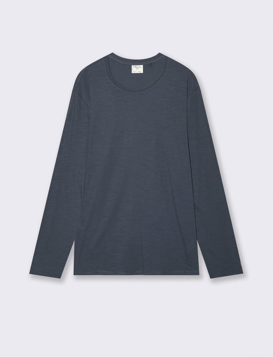 T-Shirt Girocollo Maniche Lunghe Cotone - Nero