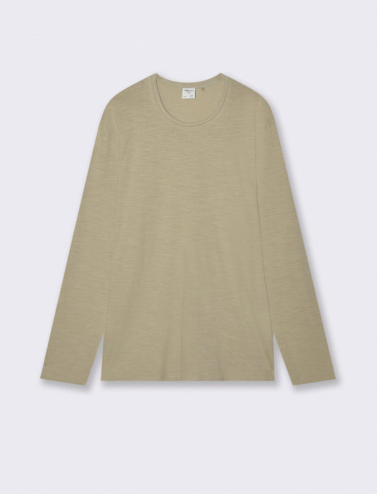 T-Shirt Girocollo Maniche Lunghe Cotone - Grigio stone