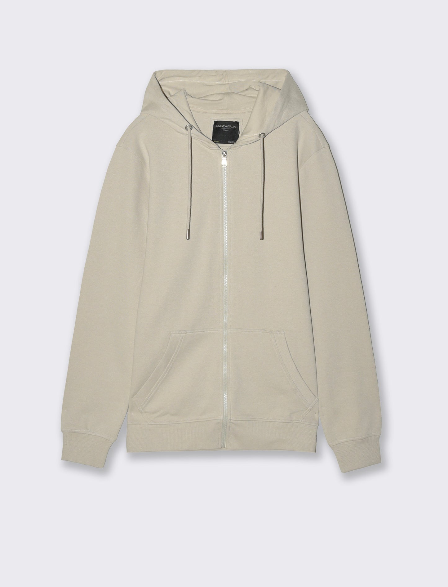 Pique sweatshirt with zipper and hood - Grey