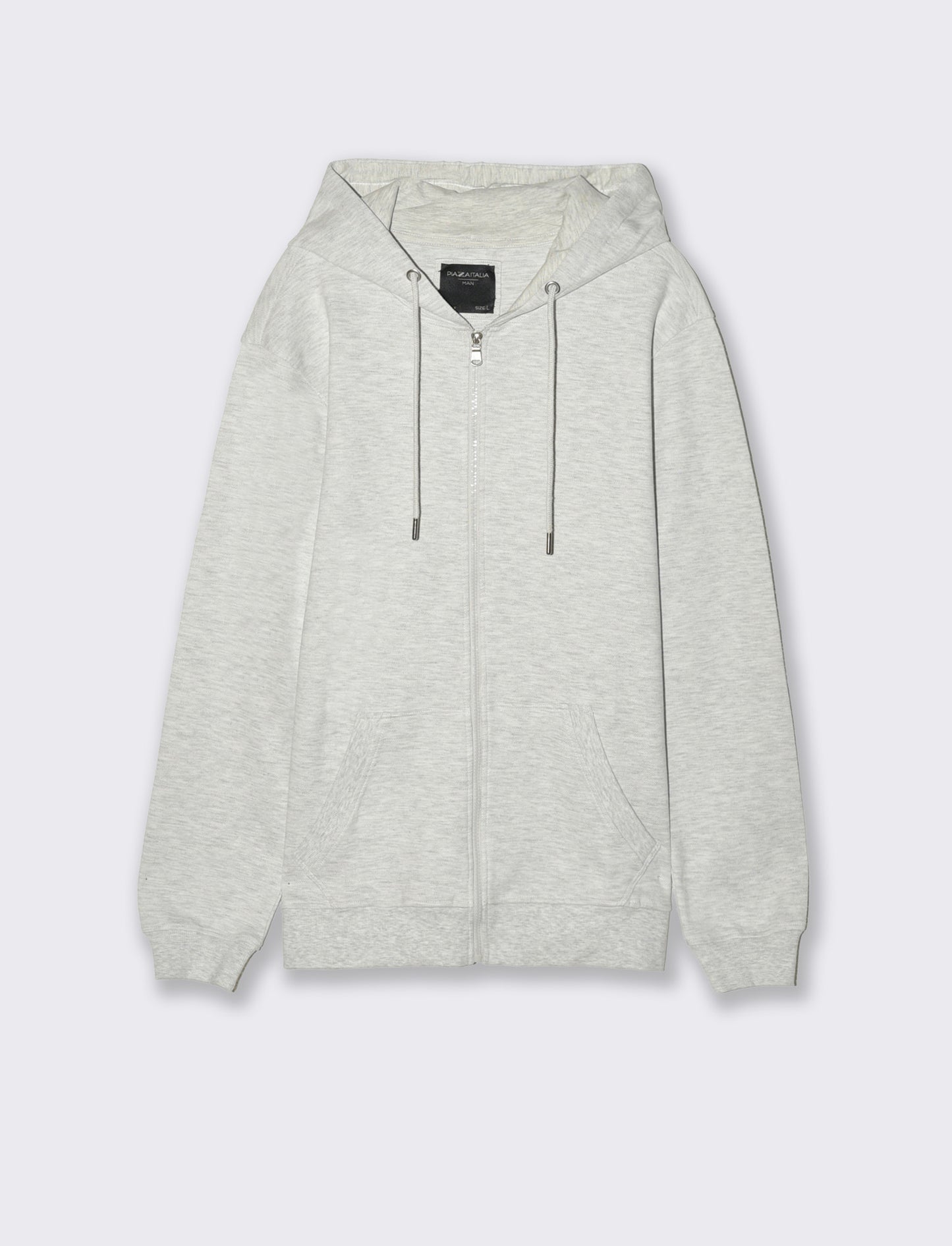 Pique sweatshirt with zipper and hood - Grey