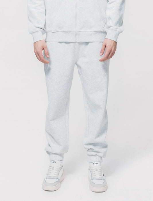 Pantaloni Jogger Basic in Piquet - Grigio mel.