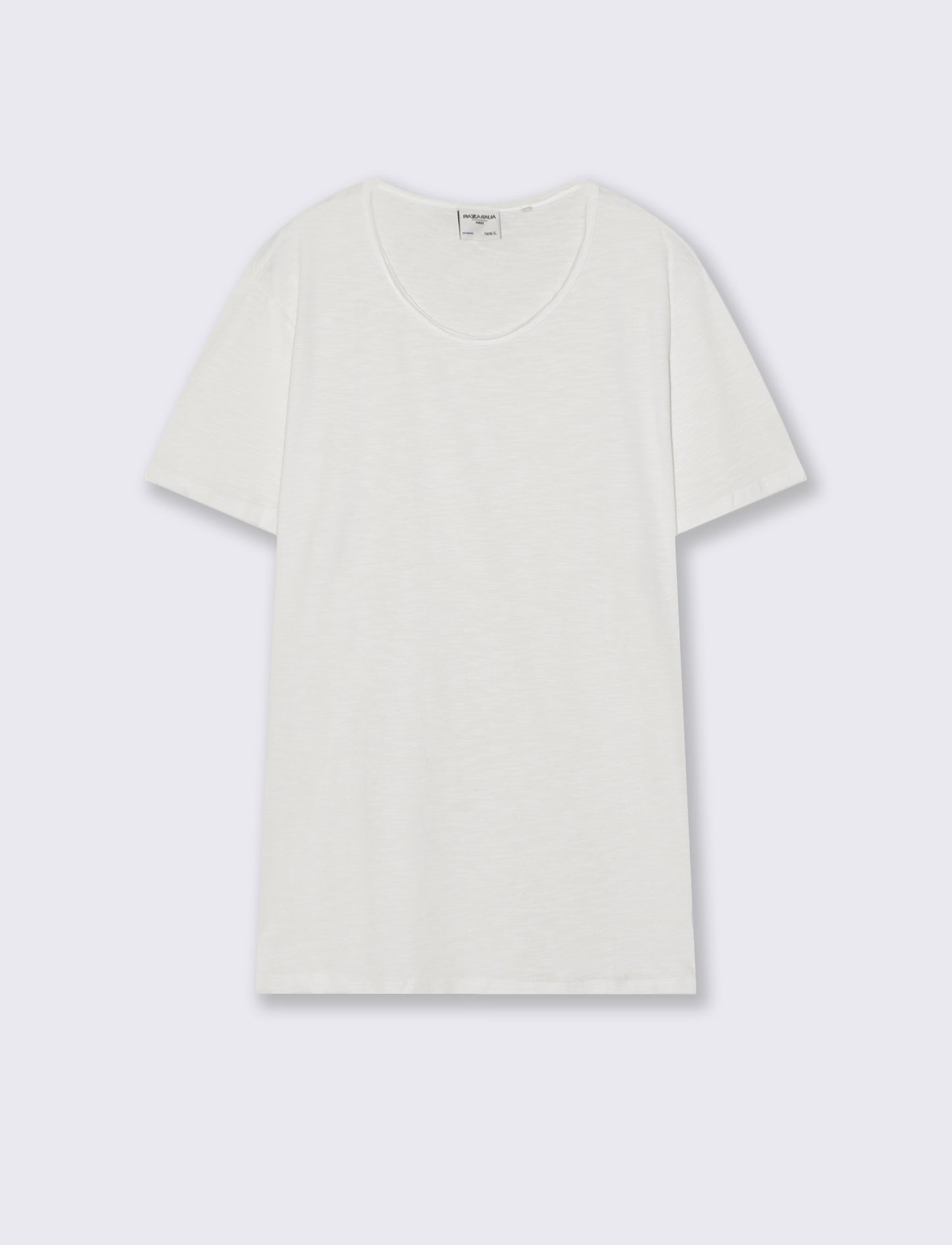 T-shirt girocollo cotone slub regular fit - Bianco