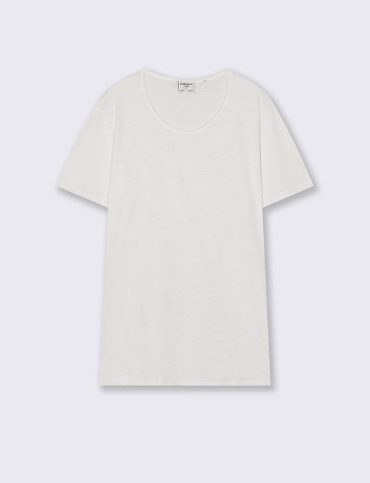 Slub cotton crew neck t-shirt regular fit - White