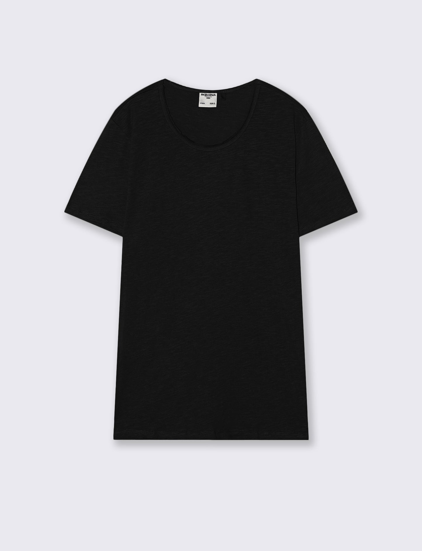 T-shirt girocollo cotone slub regular fit - Nero