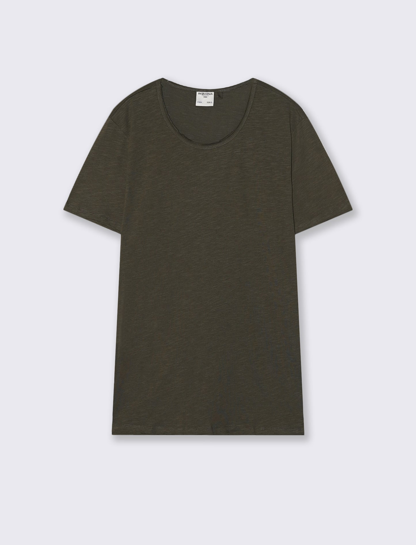T-shirt girocollo cotone slub regular fit - Verde militare