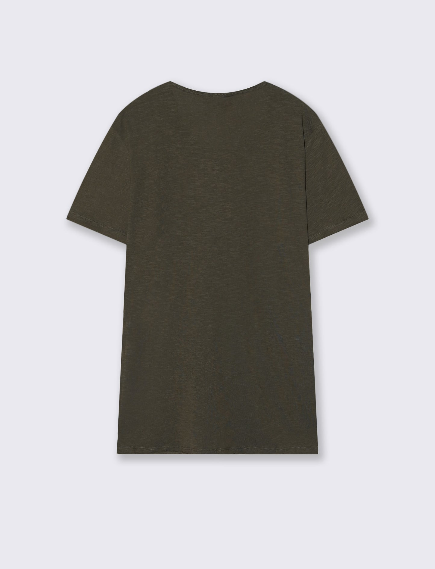 T-shirt girocollo cotone slub regular fit - Verde militare