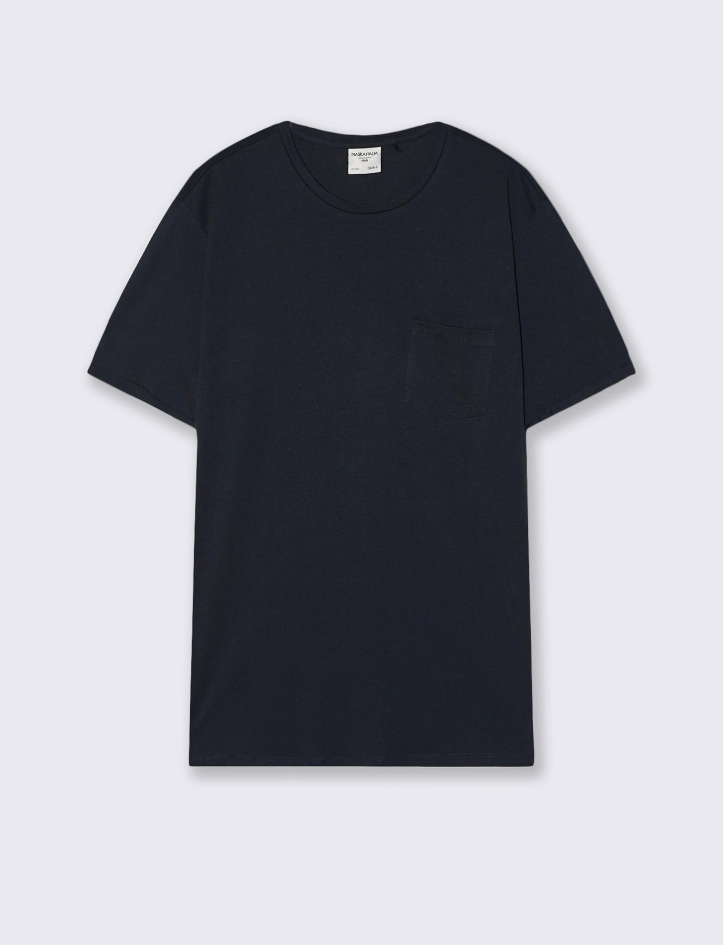 T-shirt basic con tasca e maniche corte - Blu