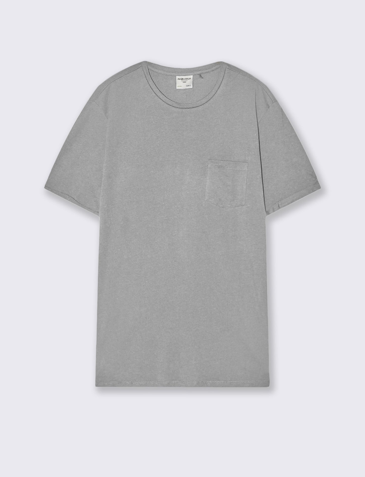 T-shirt basic con tasca e maniche corte - Grigio