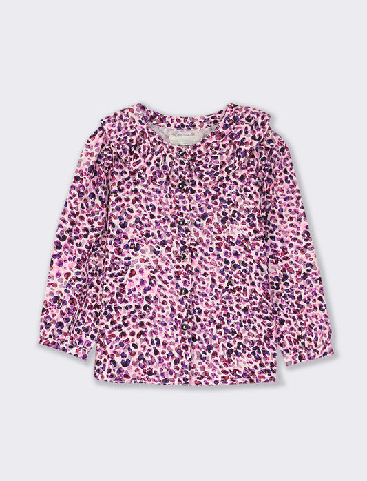 Printed Puff Sleeve Blouse in 2 Colors - Purple