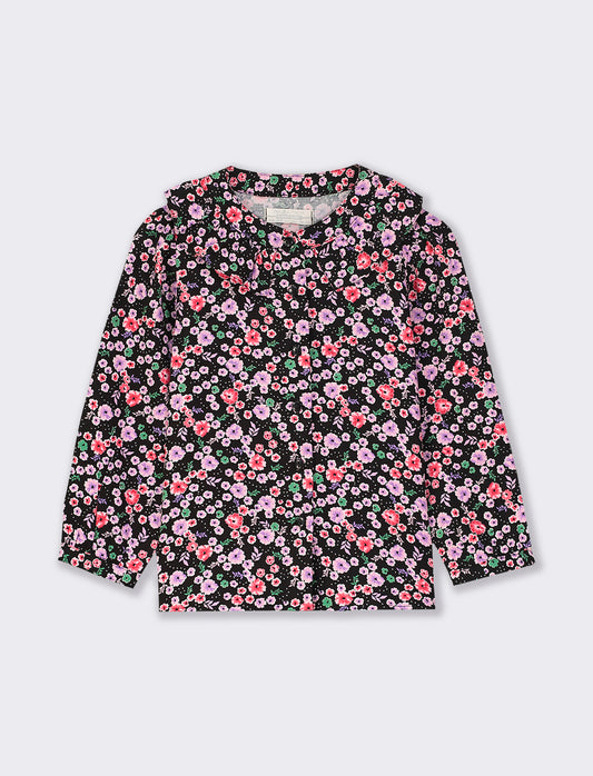 Printed Puff Sleeve Blouse in 2 Colors - Multicolor