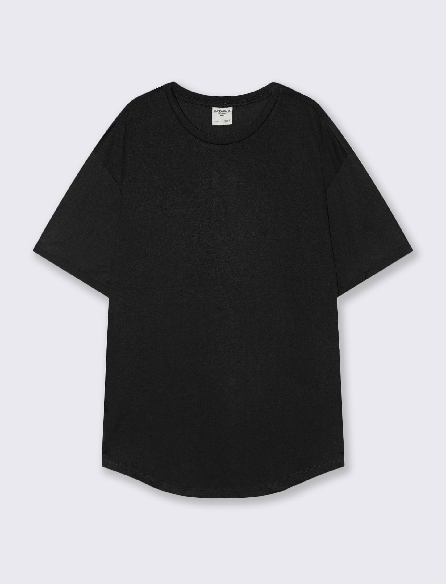 T-shirt girocollo loose fit con fondo stondato - Nero