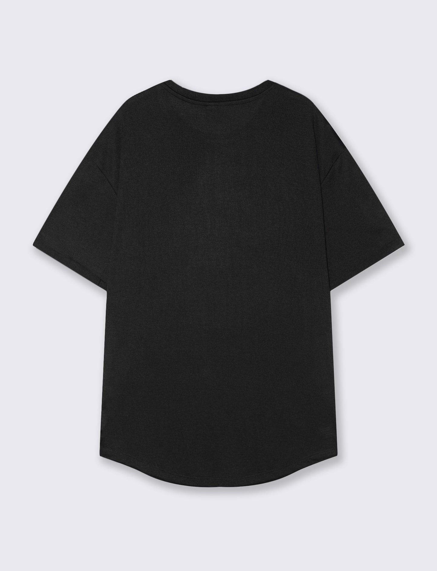T-shirt girocollo loose fit con fondo stondato - Nero
